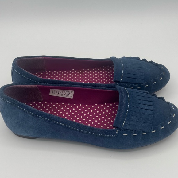 NWOT Lands’ End Blue Suede Moccasin Loafers - Picture 6 of 8